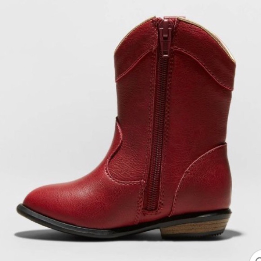 Red with Gold Stars Western Cowboy Cowgirl Boots - Picture 5 of 6